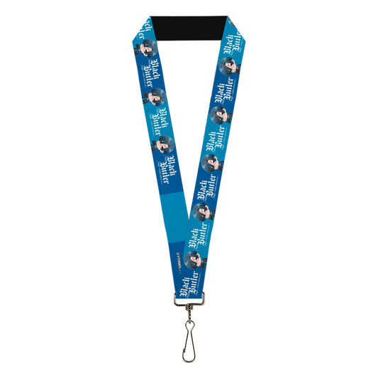 Lanyard - 1.0" - BLACK BUTLER Chibi Lawrence Bluewer Pose and Title Logo Blues