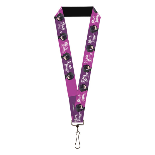 Lanyard - 1.0" - BLACK BUTLER Chibi Violet Gregory Pose and Title Logo Purples