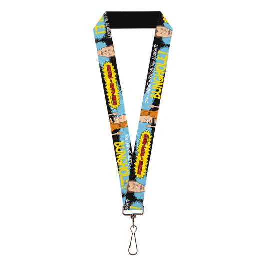Lanyard - 1.0" - BEAVIS AND BUTT-HEAD THE ALMIGHTY BUNGHOLE Pose and Title Logo Black/Blue