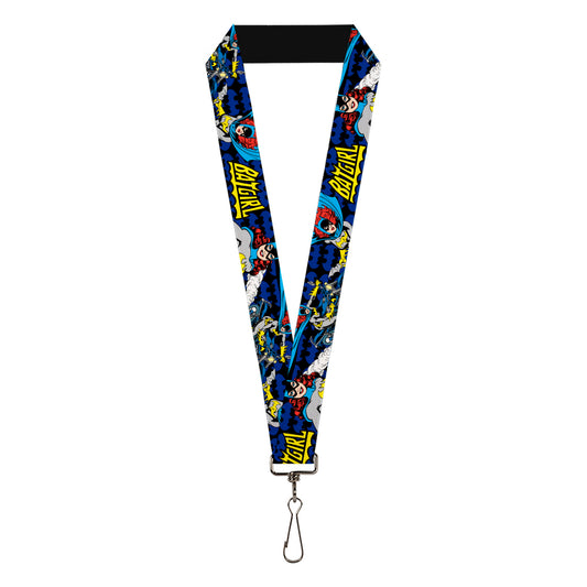 Lanyard - 1.0" - BATGIRL Action Poses Bat Logo Black Blue Yellow