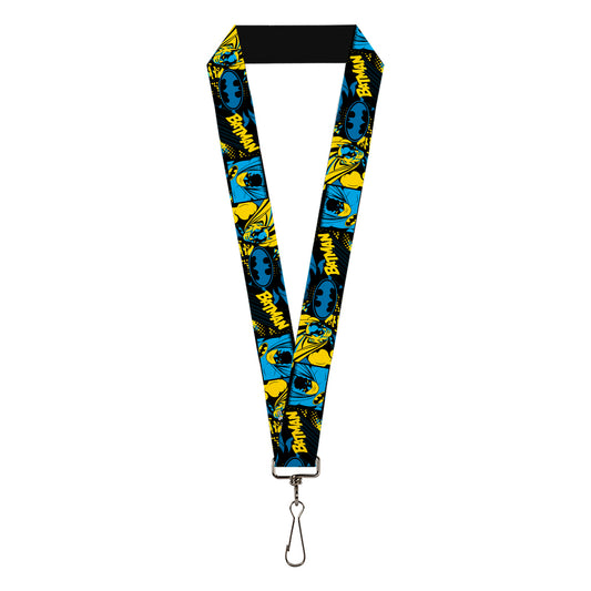 Lanyard - 1.0" - BATMAN Poses and Logo Collage Black/Blue/Yellow