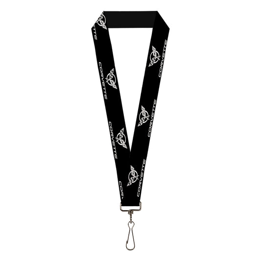 Lanyard - 1.0" - Corvette Black Silver REPEAT