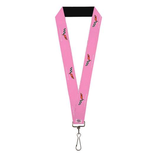Lanyard - 1.0" - C6 Logo Pink Silver