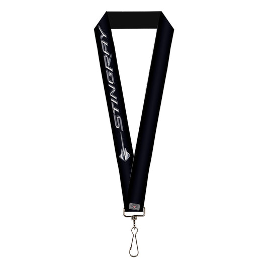 Lanyard - 1.0" - C7 STINGRAY Logo Black Silver