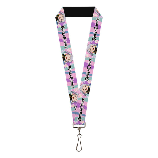 Lanyard - 1.0" - BLACK CLOVER Chibi Noelle Hash Tag Pose and Title Logo Multi Color
