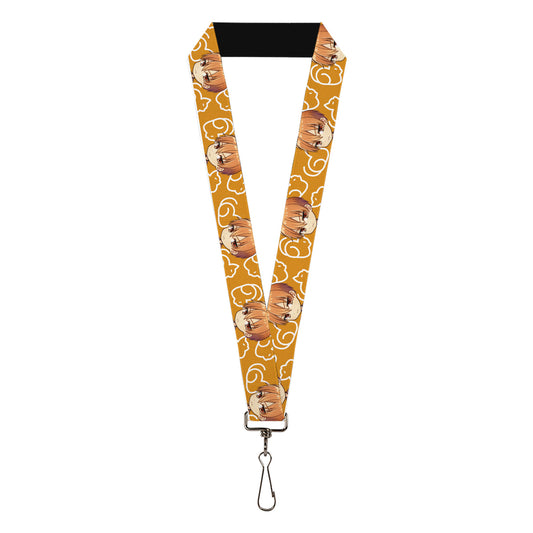 Lanyard - 1.0" - Fruits Basket Chibi Kyo Soma Face and Kimono Cat Icon Orange/White