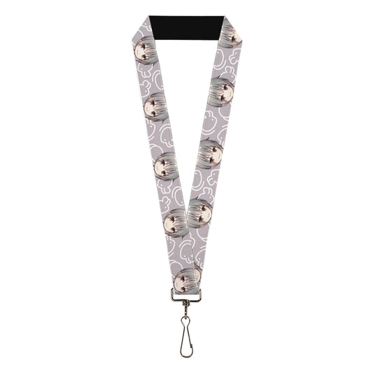 Lanyard - 1.0" - Fruits Basket Chibi Yuki Soma Face and Kimono Rat Icon Gray/White