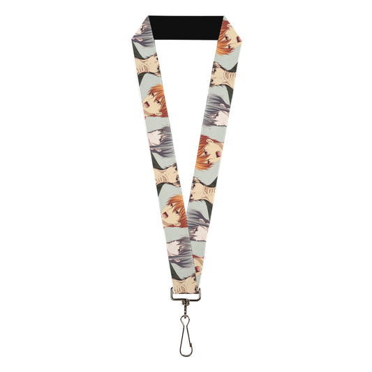 Lanyard - 1.0" - Fruits Basket Kyo Yuki Shigure Group Faces Mint Green