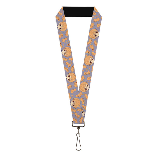 Lanyard - 1.0" - Fruits Basket Chibi Kyo Soma and Cat Scattered Blue/Orange