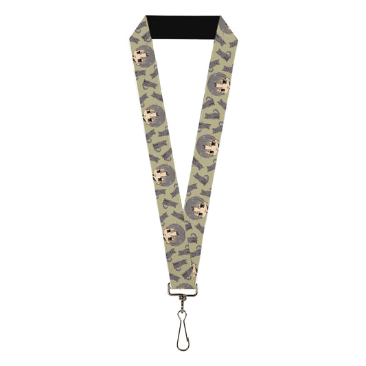 Lanyard - 1.0" - Fruits Basket Chibi Shigure Soma and Dog Scattered Olive/Gray