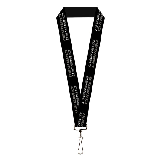 Lanyard - 1.0" - CHARGER Double Repeat Black Gray