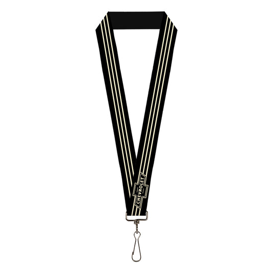 Lanyard - 1.0" - Vintage CHEVROLET Bowtie 3-Stripe Black Ivory