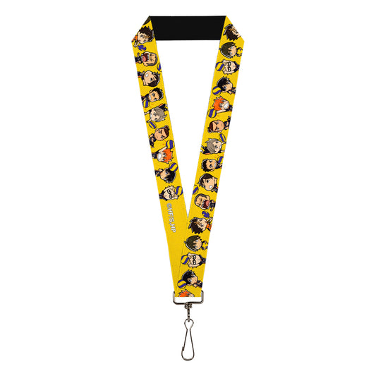 Lanyard - 1.0" - Haikyu Chibi Volleyball Player Warm Up Pose Yellow