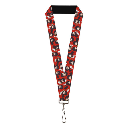 Lanyard - 1.0" - Hell's Paradise Chibi Aza Toma Sword Poses Scattered Red
