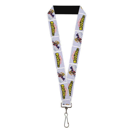 Lanyard - 1.0" - MY HERO ACADEMIA All Might Profile and Title Logo Blocks Grays