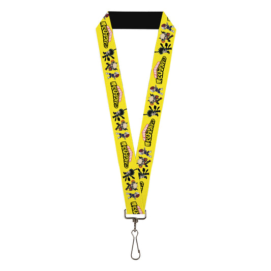 Lanyard - 1.0" - MY HERO ACADEMIA Chibi Trio Action Poses and Title Logo Yellow