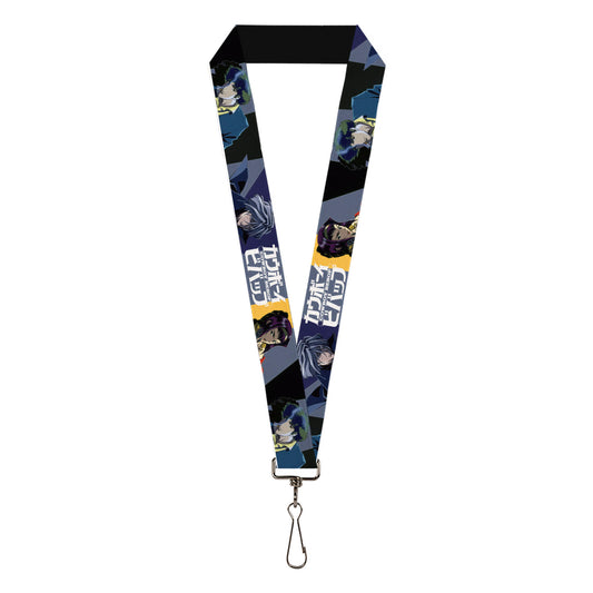 Lanyard - 1.0" - COWBOY BEBOP Spike Vicious and Faye Pose and Title Logo Blues/Yellow