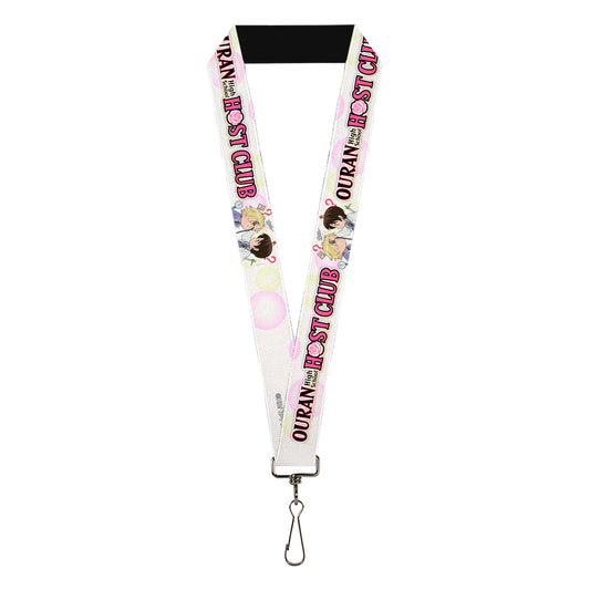 Lanyard - 1.0" - OURAN HIGH SCHOOL Chibi Tamaki and Haruhi Pose and Title Logo White