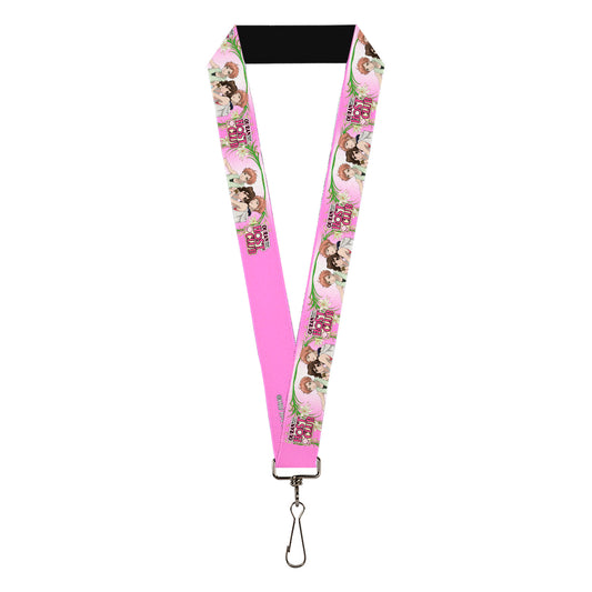 Lanyard - 1.0" - OURAN HIGH SCHOOL HOST CLUB Haruhi and Hitachiin Twins Lilies Pose and Title Logo Pinks