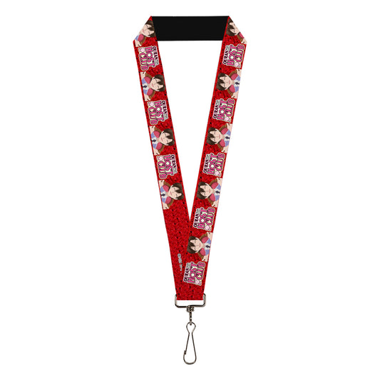 Lanyard - 1.0" - OURAN HIGH SCHOOL HOST CLUB Haruhi Smiling Pose with Roses and Title Logo Reds