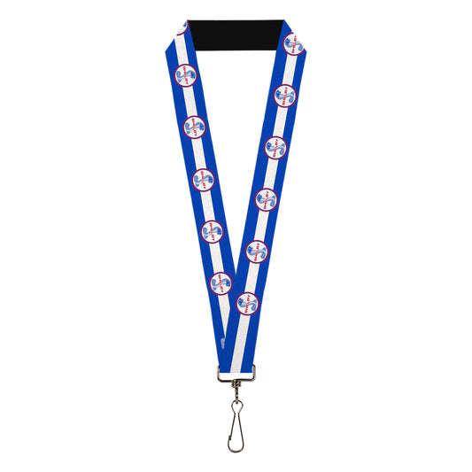 Lanyard - 1.0" - SHELBY Tiffany Split Stripe Blue White Red