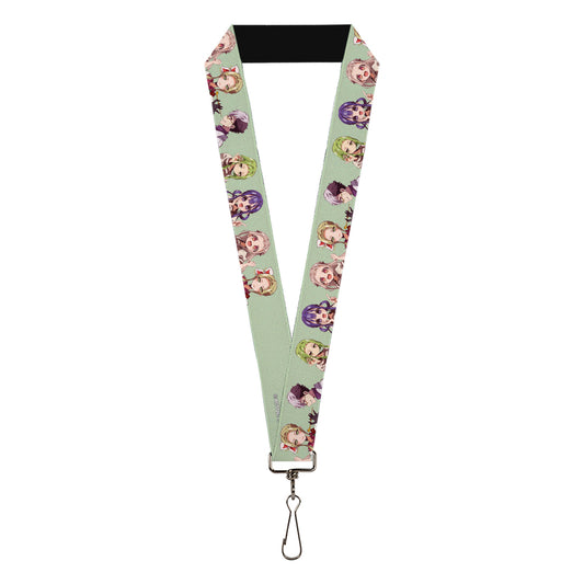 Lanyard - 1.0" - After-School Hanako-Kun Five Character Poses Light Green