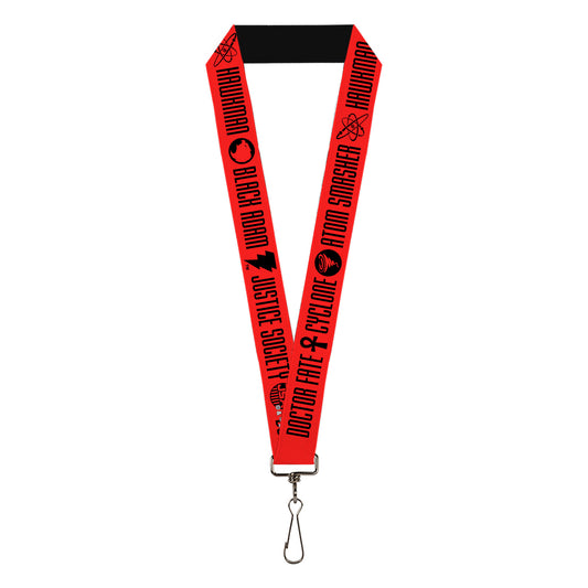 Lanyard - 1.0" - Black Adam JUSTICE SOCIETY Icons and Text Red/Black