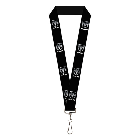 Lanyard - 1.0" - Ram Black Silver Logo REPEAT