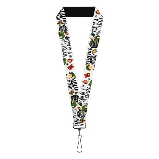 Lanyard - 1.0" - Elf Buddy the Elf Poses and Quotes Doodle White