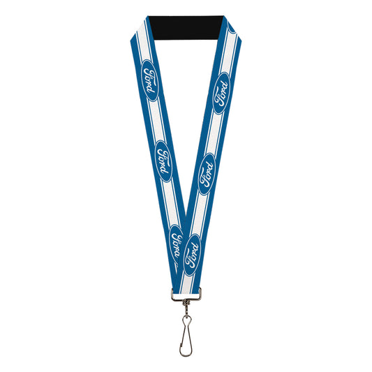 Lanyard - 1.0" - Ford Oval 5-Stripe Blue White