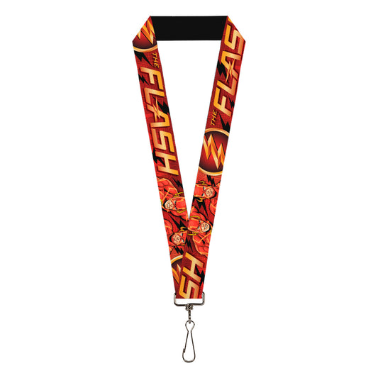 Lanyard - 1.0" - THE FLASH Logo3 Poses Black Red Gold