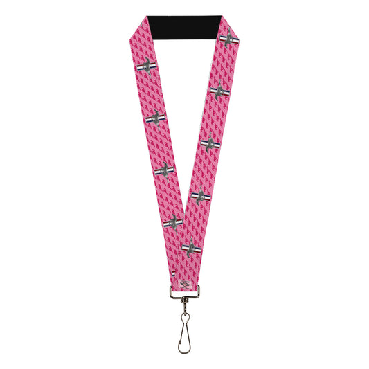Lanyard - 1.0" - Ford Mustang w Bars w Text PINK REPEAT