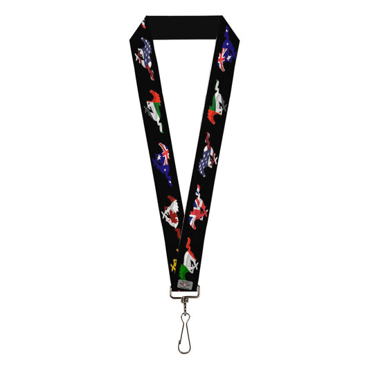 Lanyard - 1.0" - Mustang Silhouette Black International Flags