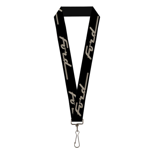 Lanyard - 1.0" - FORD F-100 Script Black Tan-Gray