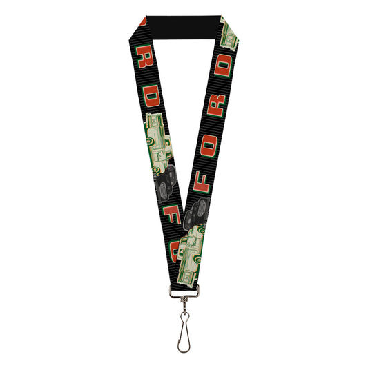 Lanyard - 1.0" - FORD Classic Ford Trucks Vertical Stripe Black Grays Green Red