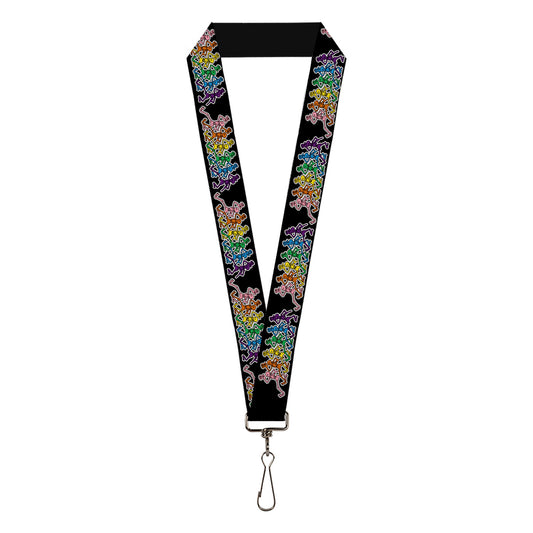 Lanyard - 1.0" - Dancing Skeletons Black Multi Color