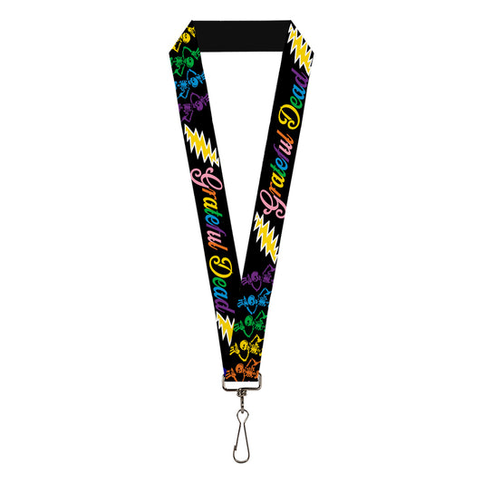Lanyard - 1.0" - Grateful Dead Script w Bears & Skeletons Black Multi Color