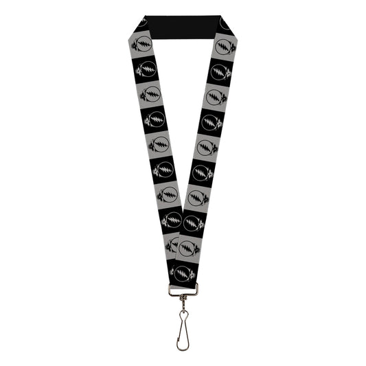Lanyard - 1.0" - Steal Your Face Blocks Black White-Gray Black
