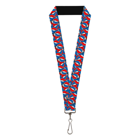 Lanyard - 1.0" - Grateful Dead Steal Your Face Logo Stacked Red/White/Blue