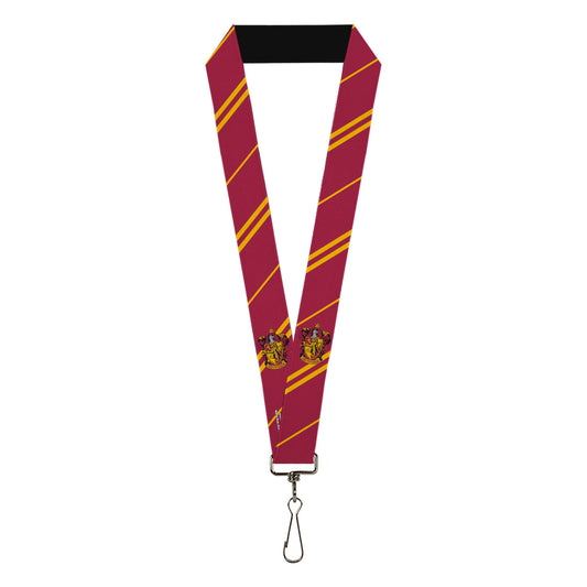 Lanyard - 1.0" - GRYFFINDOR Crest Stripe Burgundy Gold