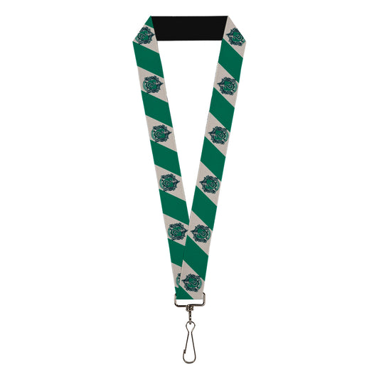 Lanyard - 1.0" - SLYTHERIN Crest Diagonal Stripe Gray Green