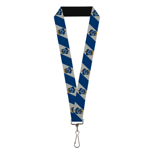 Lanyard - 1.0" - RAVENCLAW Crest Diagonal Stripe Gray Blue
