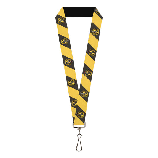 Lanyard - 1.0" - HUFFLEPUFF Crest Diagonal Stripe Charcoal Gray Yellow