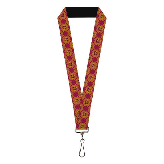 Lanyard - 1.0" - Harry Potter Gryffindor Crest Plaid Reds Gold