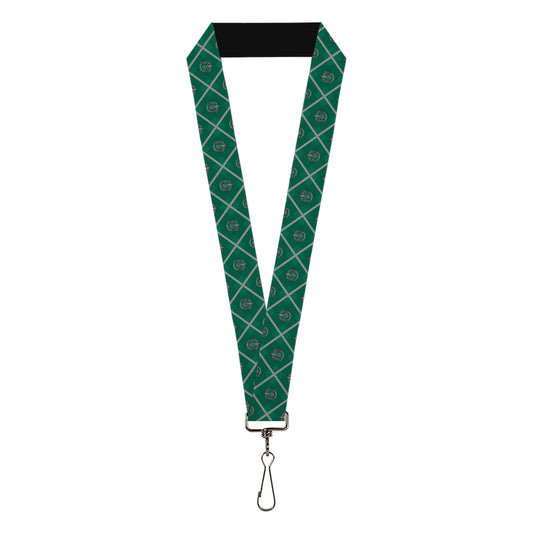 Lanyard - 1.0" - Harry Potter Slytherin Crest Plaid Greens Gray