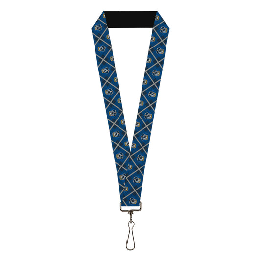 Lanyard - 1.0" - Harry Potter Ravenclaw Crest Plaid Blues Gray
