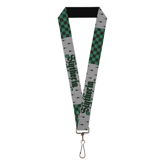 Lanyard - 1.0" - Harry Potter SLYTHERIN Checker Blocks Grays Greens