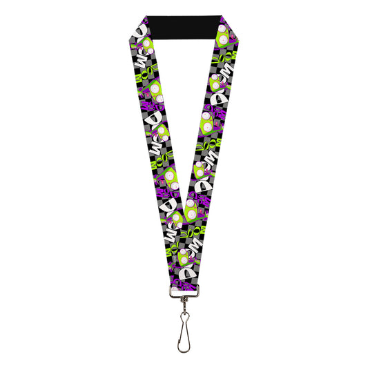 Lanyard - 1.0" - Invader Zim GIR DOOM Pose Checker Black/Gray