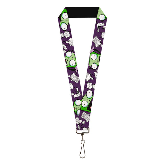 Lanyard - 1.0" - Invader Zim GIR Poses and Sketch Purple