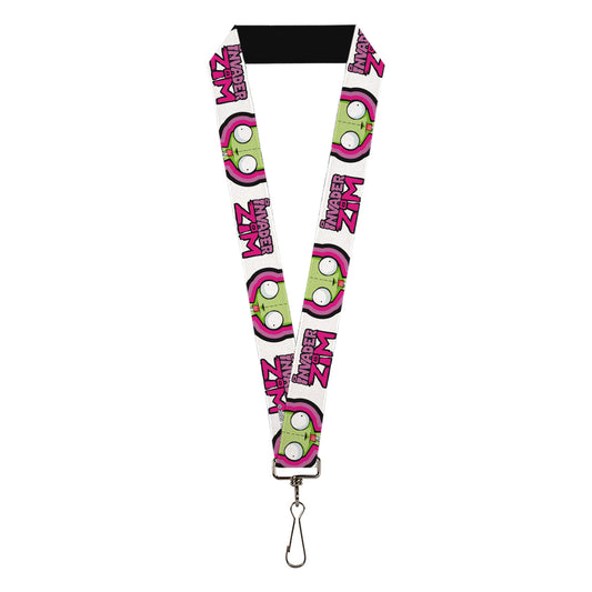 Lanyard - 1.0" - INVADER ZIM Title Logo and GIR Pose Close-Up White/Pinks